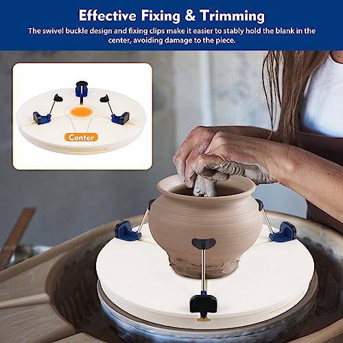 DYRABREST Portable Pottery Machine Turntable Clamp Pottery, Ceramic Pottery Trimming Turntable Tools Sculpting Clamp Repair Tools for Ceramic Beginners Professionals (White)