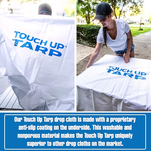 Touch Up Fabric Tarp Painters Drop Cloth for Painting, 10’ x 5’ | Heavy Duty, Lightweight, Reusable, Thick Coated Wall, Floor, Furniture Covering, As Seen On Shark Tank Products