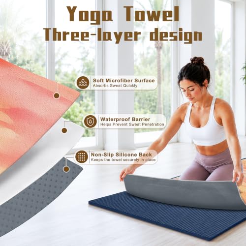 Yoga Mat Towel, Hot Yoga Towel High-Definition Pattern, Machine Washable with Ultra-Absorbent Yoga Towels for Hot Yoga Non Slip for Fitness, Exercise, Pilates, 72 x 27 in, Sunset - color: Sunset
