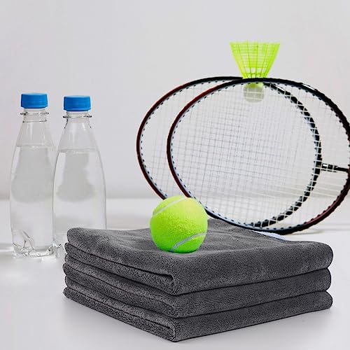 SINLAND Microfiber Gym Towels, Workout Sweat Towel 16x32In - color: Greyx3