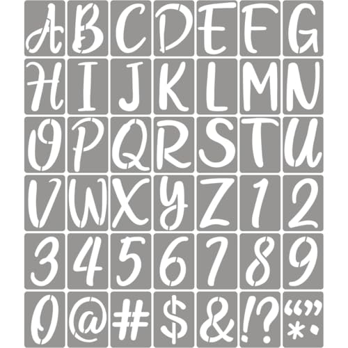 10 Inch Letter Stencils for Painting - 42 Pack Alphabet Letter Number Templates with Signs, Reusable Plastic Alphabet Number Stencils for Chalkboard Fabric Rock Wood Crafts Painting - size: 10 Inch