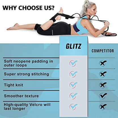 Foot and Calf Fascia Stretcher for Plantar Fasciitis, Physiotherapy Stretching Strap, Yoga Stretch Strap Improves Strength and Relief to Heel Spurs, Calf, Thigh and Hip (Black) - color: Black