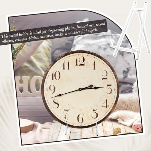 Leinuosen 1 Pcs Metal Easel Stand 16.5" H x 8.7" W x 4.3" D Table Top Easel Stand for Display Tripod Art Picture Mirror Modern Plate Holder for Display Book Photo Wedding Sign (White) - color: White