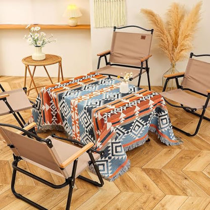 Luxlovery Aztec Throw Blanket Sherpa Lined Lightweight Warm Navajo Rust Blue 51"x63" for Camping Sofa - color: Banni, size: 51"x63",130x160cm