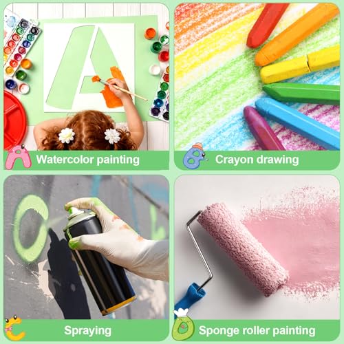 SATINIOR 16 Inch Large Letter Stencils and Numbers, 36 Pcs Reusable Alphabet Stencils Plastic Numbers Templates Craft for Wood Wall Fabric Signage Chalkboard Painting DIY Projects (Cute) - size: 16 Inch, style: Cute