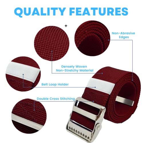 LiftAid Transfer and Gait Belt 60 Inch with Metal Buckle and Loop - Walking, Standing and Transfer Assist Aid for Seniors, Elderly Patients, Caregiver, Nurse, Therapist (Burgundy) - color: Burgundy