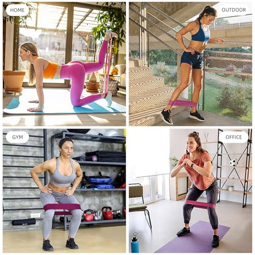Resistance Loop Exercise Bands for Home Fitness, Yoga Pilates, Stretching, Strength Training, and Physical Therapy - Elastic Bands Set Workout Bands for Women&Men (5pcs Set) - color: Pink
