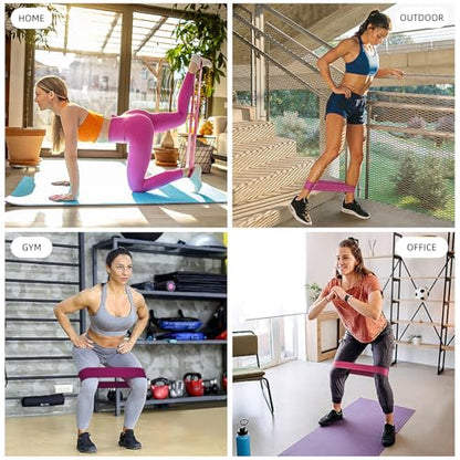 Resistance Loop Exercise Bands for Home Fitness, Yoga Pilates, Stretching, Strength Training, and Physical Therapy - Elastic Bands Set Workout Bands for Women&Men (5pcs Set) - color: Pink