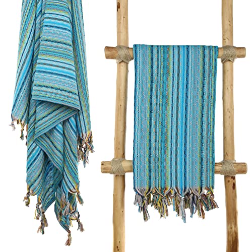 Cacala Pestemal Turkish Beach Towel Highly Absorbent Quick and Easy Dry Soft and Comfortable for Bath, Spa, Pool, Gym and Yoga 100% Cotton 37 x 70 - color: Blue