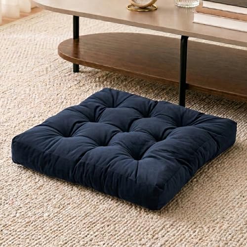 Floor Pillow for Adults, Velvet Floor Cushion, 22 x 22 Inch, Navy - color: Navy, size: 1pack