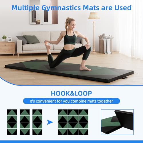 Polar Aurora 4'x10'x2 Thick Folding Gymnastics Exercise Mat Aerobics Stretching Yoga Mats - color: Green-Black