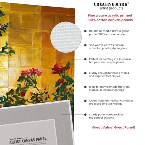 Creative Mark Cotton Canvas Panels 18x24" - 12 Pack - Professional Quality Fine Weave Acrylic Primed Artist Canvas Boards for Painting, Acrylics, Studios, & More - size: 18x24" - 12 Pack
