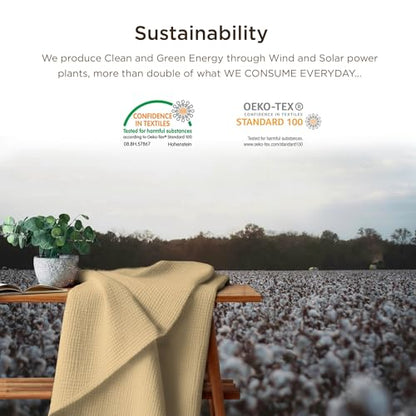 Threadmill Cotton Throw, Muslin, Beige, 100% Cotton Gauze Weave, All-Season | 100% Cotton, Muslin Weave, 50x65 in, Breathable, All-Season, Lightweight, OEKO-TEX Certified, Machine Washable - color: Beige, size: Throw