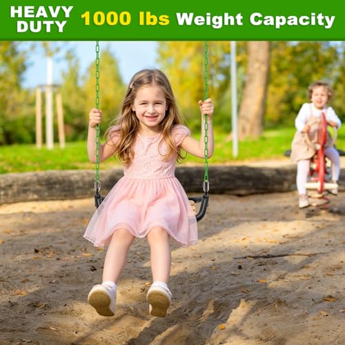 SELEWARE 2Pcs 80" Hanging Swing Chain Green Plastic Coated Hanging Chains | 1000LB Capacity Porch Swing Chain with 4 Carabiners, Hammock Hardware Kit for Hanging Chair, Punching Bag, Indoor Outdoor Gym - color: Green, size: 80" (2 Pcs)