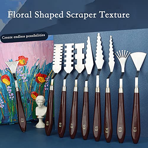 9 Pcs Flower Art Scraper Texture Knife Art Palette Knife Special-shaped Scraper Oil Painting Acrylic Paint Tool for Art Students