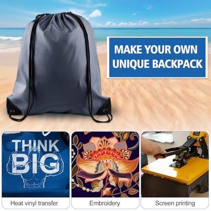 KUUQA 12 Pcs Drawstring Backpack Bags Bulk Gray - color: Gray