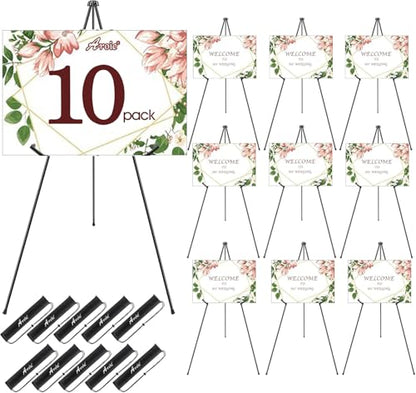 AROIC 63 "Easel Stand for Display, 10 Pack Portable Foldable Metal Easel | Signs Wedding Logos ,Arts, Painting,Adjustable Floor Easels with 10 Storage Bag - style: 10P