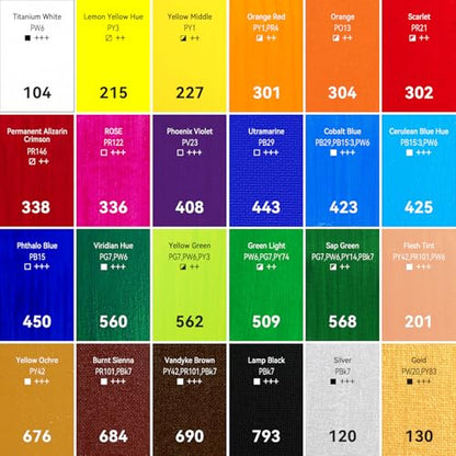 PHOENIX Heavy Body Acrylic Paint, 2 Oz. x 24 Tubes | Slow Drying Speed, Thick Art Paints, For Adults, Artists, Professionals - color: 24 x 2 Fl Oz