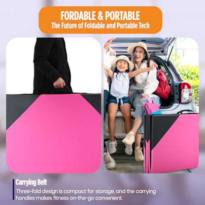 Gymnastics Mats Foldable Tumbling Mats Portable Gymnastics Exercise Mat Thick Gymnastics Tumbling Mats Pad Home Exercise Panel Mat With Carrying Handles - color: PB, size: 4 ft W x 10 ft L