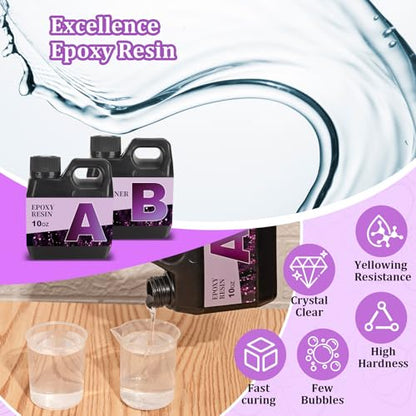 Epoxy Resin Kit with Light for Beginners, DIY Crafts for Adults Women | Clear Resin kit with Silicone Mold for Starters DIY Arts & Crafts for Adults, DIY Creations, Ornament, Flowers, Decorations