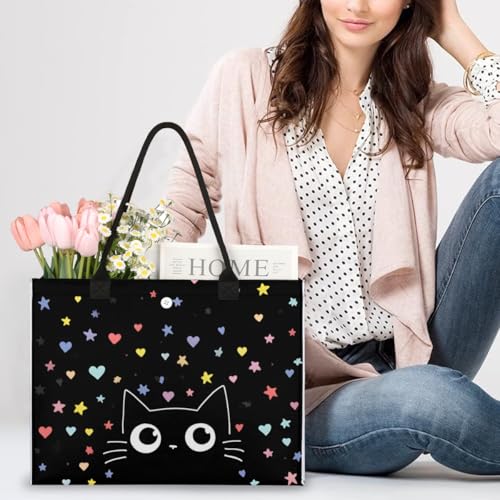 Pardick Cute Cat Tote Bag For Women Travel Bag Reusable Grocery Bags Utility Tote For Work Shopping Pool Beach Bags for Gift Outdoor B-2 - color: B-22