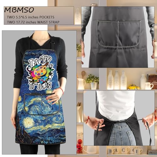 MBMSO Painting Artist Apron with Pockets Artist Painter Gifts Art Lover Gift for Art Teacher Student Painter Apron Waterproof - color: Night Apron-b