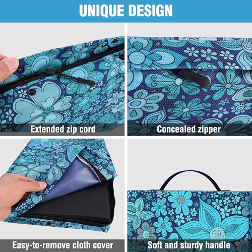 WORKPRO 17" Kneeling Pad with Removable Cover, Blue Floral Printing - color: Blue