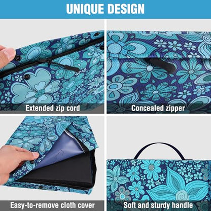 WORKPRO 17" Kneeling Pad with Removable Cover, Blue Floral Printing - color: Blue