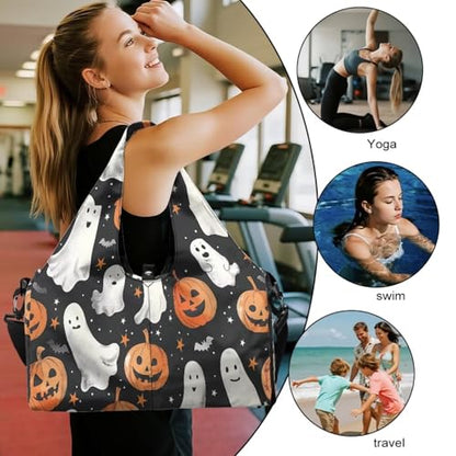 Yoga Mat Bag for Men Women Canvas Yoga Mat Carrier Take In Out Mat Easily for Beach Swim Bags Pool Sports Gym - color: Halloween Pumpkin