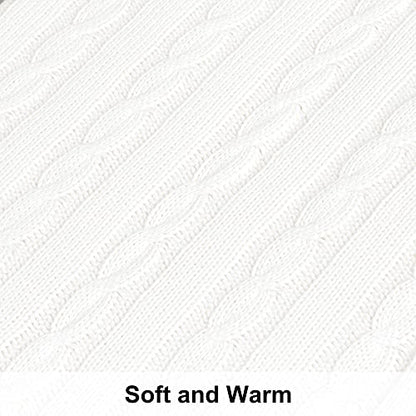 NTBAY Cotton Cable Knit Throw Blanket, 51 x 67, White - color: White, size: Throw(51"x67")