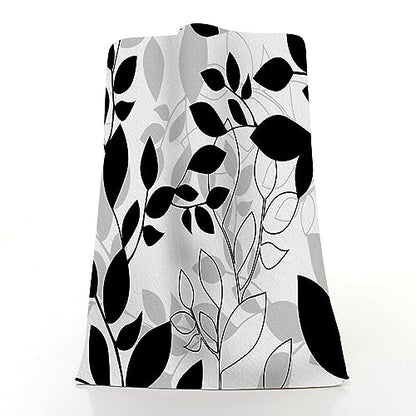 Pehede Leaf Hand Towel Repeat Black and White Tree Leaves Soft Guest Face Bath Towel Bathroom Decorations Thin Kitchen Tea Dish Towels 15 x 30 inch - color: Leaf