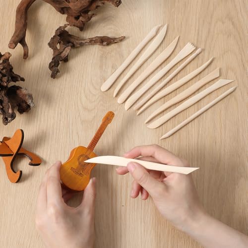 50PCS Wooden Clay Sculpting Tools, 6.2'' Smooth Double Ended Clay Modeling Tools, Polymer Clays Tool Sculpting, Wood Pottery Tool Kit for Ceramics Soap Playdough Carving Supplies