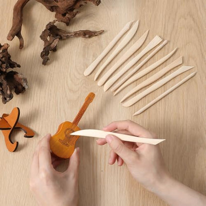 50PCS Wooden Clay Sculpting Tools, 6.2'' Smooth Double Ended Clay Modeling Tools, Polymer Clays Tool Sculpting, Wood Pottery Tool Kit for Ceramics Soap Playdough Carving Supplies