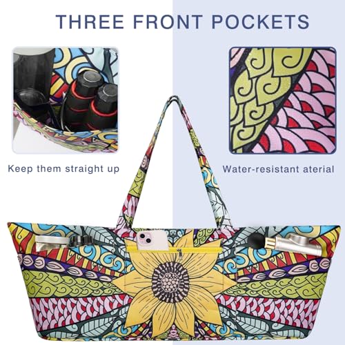 Yoga Mat Bag Yoga Mat Carrier with Shoes Compartment & Wet Pocket Pilates Bag with Zipper Pockets & Yoga Mat Holder Strap Yoga Bags and Carriers Fits All Your Stuff - color: Sunflower