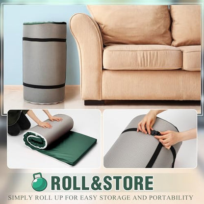 Lyrow 2 Inch Thick Yoga Mat 72x24 with Carry Strap Foam - color: Dark Green