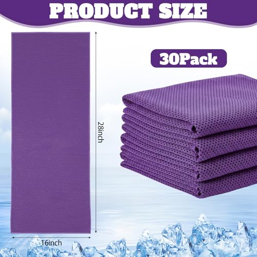 Honoson 30 Pack Cooling Towels for Neck and Face, 27 x 16 in, Purple - color: Purple