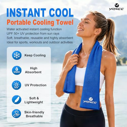 YQXCC 4 Pack Cooling Towels (47"x12"), Ice Cool Towels for Neck & Face - color: Dark Blue*2/ Green*1/ Dark Gray*1