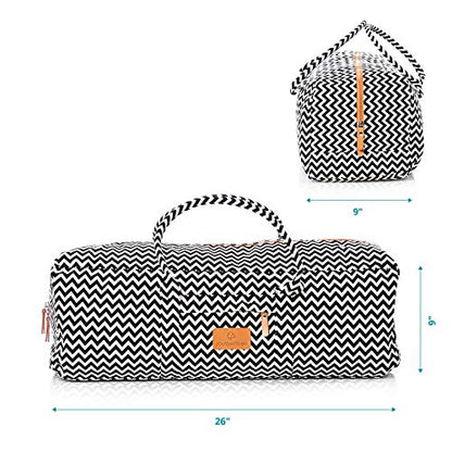 #DoYourYoga Full-Zip Extra Large Yoga Mat Tote Bag with Multi-Functional Storage Pockets for Sports Gym Pilates »Ghanpati« - color: Black&White