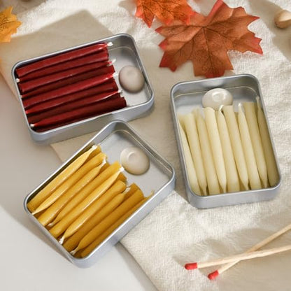 20 Minute 100% Pure Beeswax Candles, Mini Mindful Meditation Taper Candles, Smokeless & Dripless with Holder for Yoga, Prayer, Relaxation (White,24 Pack) - color: White