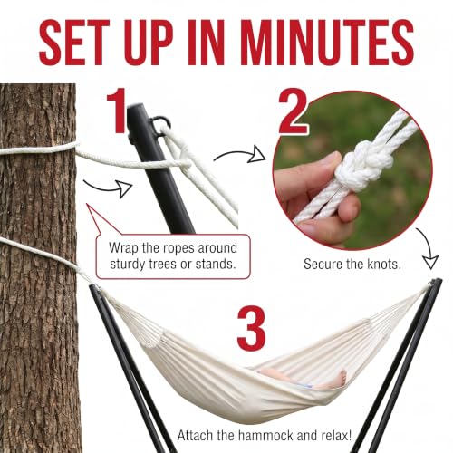 Canvas Hammock 122" Long X 59" Wide 2 Person Hammock 440 pounds Maximum Weight Applicable Scenes in Courtyard Autumn, Indoor Hanging Chairs, Beach Leisure (White, Full) - color: White, size: Full