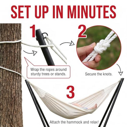 Canvas Hammock 122" Long X 59" Wide 2 Person Hammock 440 pounds Maximum Weight Applicable Scenes in Courtyard Autumn, Indoor Hanging Chairs, Beach Leisure (White, Full) - color: White, size: Full