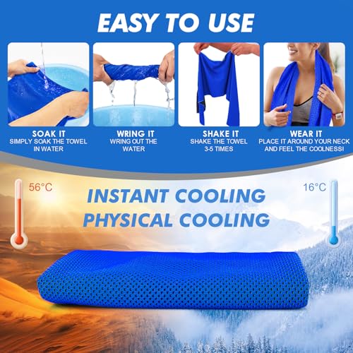 CSITE 10 Pack Cooling Towels (47"x12") for Neck and Face, Ice Towel for Hot Weather, Soft Breathable Chilly Gym Towels, Microfiber Towel for Work Out, Yoga, Running, Camping & More Activities - color: Light Gray/Dark Gray/Navy Blue/Navy Green/Black/White/