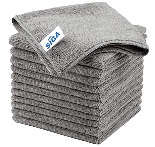 MR.SIGA Microfiber Cleaning Cloths, Streak Free Microfiber Towels, 12 Pack - color: Grey
