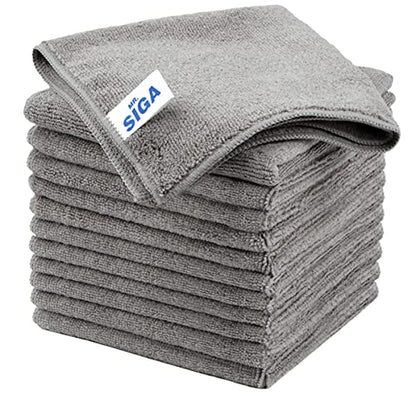 MR.SIGA Microfiber Cleaning Cloths, Streak Free Microfiber Towels, 12 Pack - color: Grey