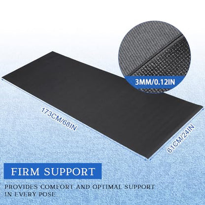 Riakrum 20 Pieces Exercise Yoga Mat Workout Mat with Strap 68 x 24 Inch Fitness Gym Mat Yoga Mat Non Slip for Women Men Gym Home Supplies(Black)