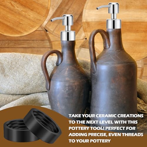 LemonRoad 4 Pcs Threading Tool and Dispenser Set Thread Cutter for Pottery with Clay Threading Pottery Tools for Soap Dispenser Ceramics Uniform Threads (Black)