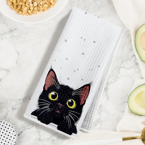 Jztco 2 Pcs Cute Cat Kitchen Towels, Cat Gifts Reusable Hand Towels - color: Multi 1487