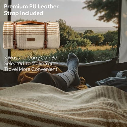 Molithe 100% Wool Blanket, 62" x 86", Warm, Thick, Military, Camping Gear - color: Walnut Brown