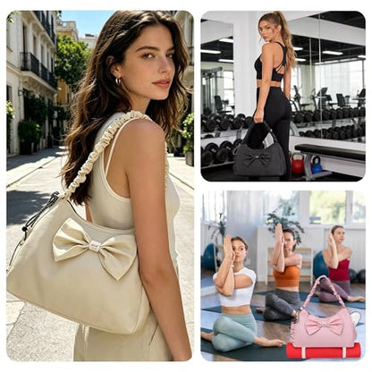 WOLT Gym Bag For Women, Yoga Mat Bag with Shoes Compartment, Wet Pocket and Water Bottle Pocket - color: Black
