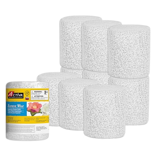 Supreme Wrap Premium Plaster Cloth, 4” x 15’, 10 Rolls, Ideal for Sculpting | Easy-to-use and shape, just dip in water, fine knit for best detail, smooth finish, cuts easily, fast drying, paintable